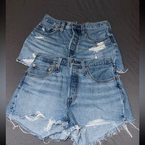 Womens 501 Levi Ripped Jean Shorts Size 4 / 27